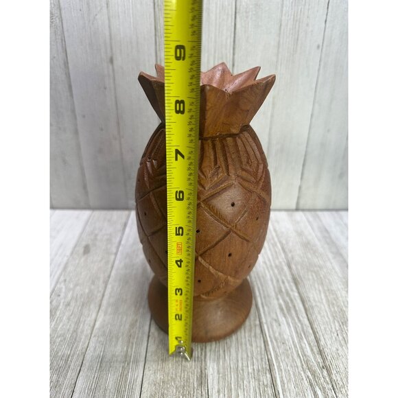 Vintage Pineapple Solid Teak Wood Made In Thailand Carved Tiki Boho Decor 8.5" - Picture 6 of 9